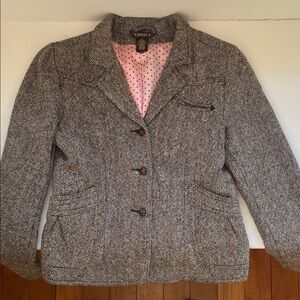 Women's Gray Tweed Jacket with pink silk inline